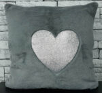 Grey love heart cushion